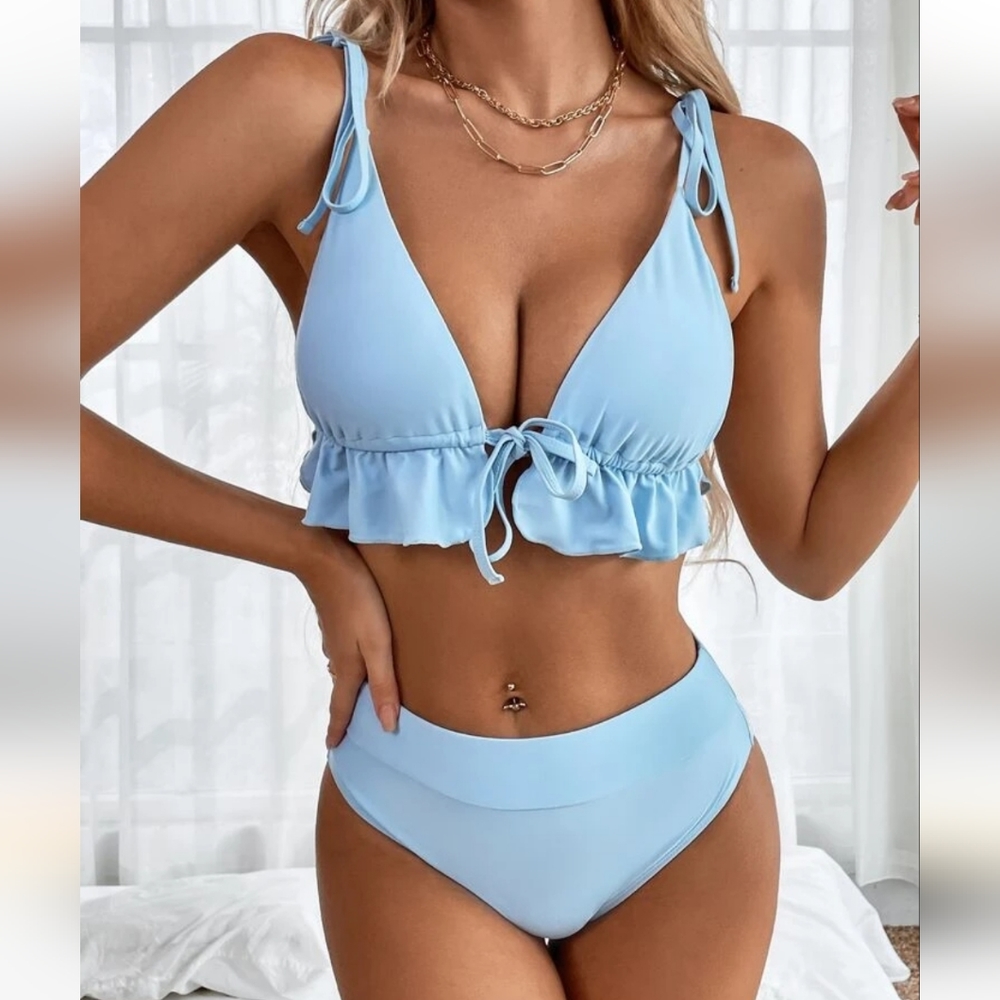Tie Front Ruffle Bikini